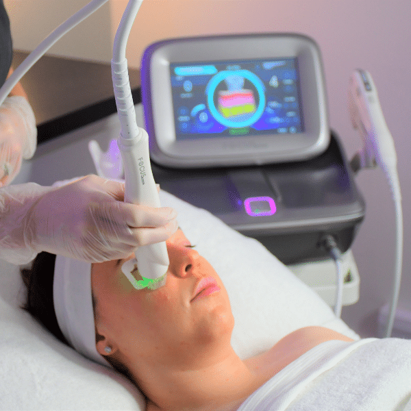 lady having RF microneedling treatment