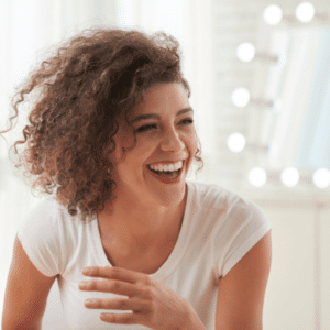 Woman laughing with nice skin